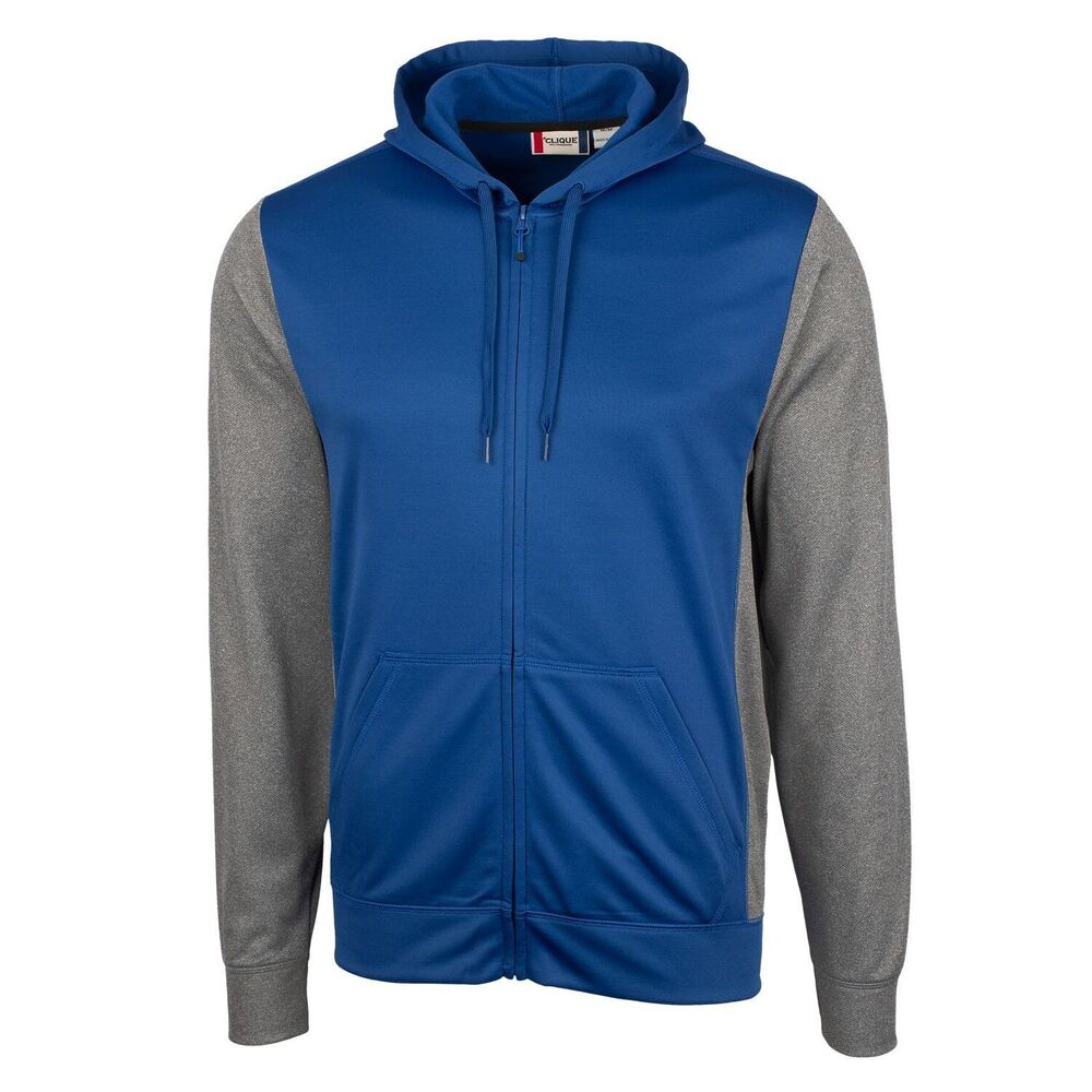 Clique Royal Blue Helsa Sport Colorblock Mens Hooded Full Zip